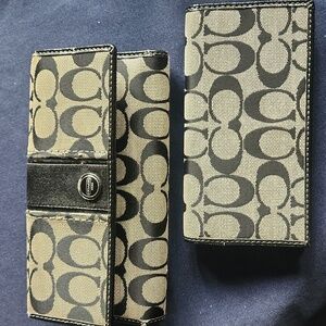 Coach Vintage y2k Legacy Signature Logo Canvas Leather Check‎ cover Wallet Black